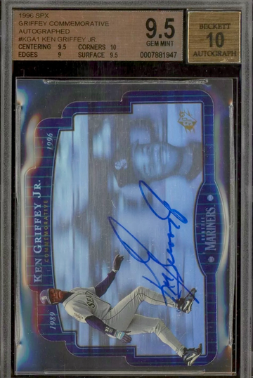 1996 SPx - Ken Griffey Jr #KGA1 Auto Commemorative Die-Cut BGS 9.5/10