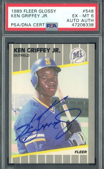 1989 Fleer Glossy #548 Ken Griffey Jr RC Rookie HOF PSA 6 PSA/DNA AUTO