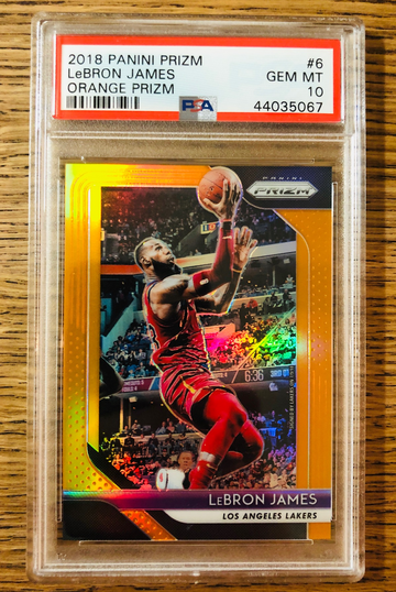 2018 Panini Prizm LeBron James Orange Prizm /49 PSA 10