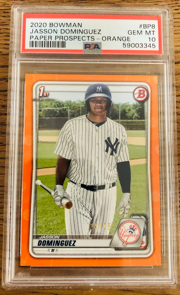 2020 Bowman Jasson Dominguez Orange /25 PSA 10
