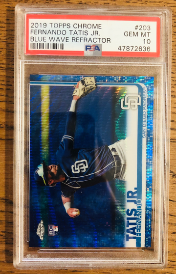 2019 Topps Chrome Fernando Tatis Jr. Blue Wave Refractor /75 PSA 10