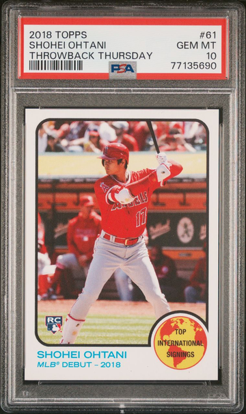 2018 Topps Throwback Thursday Shohei Ohtani Rookie RC (PSA 10)