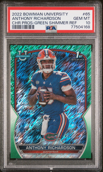 2022 Bowman University Anthony Richardson Green Shimmer Rookie RC (PSA 10)