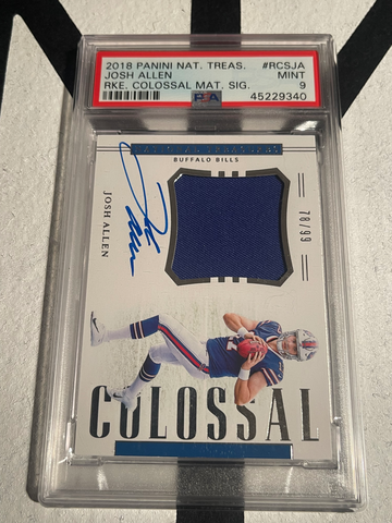 2018 National Treasures Josh Allen Rookie colossal auto jersey /99 Psa 9