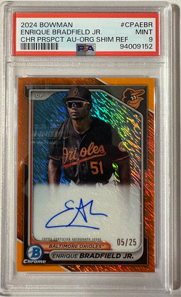 2024 Bowman Chrome Enrique Bradford Auto /25 Orange Color Match