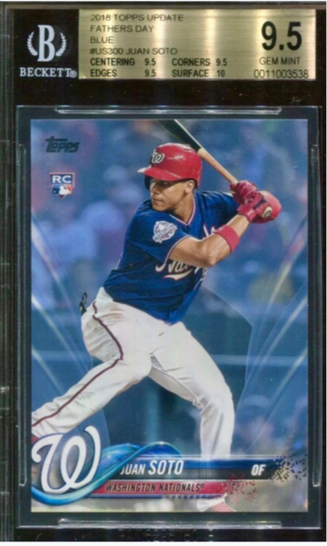2018 Topps Update Juan Soto Fathers Day Powder Blue RC #/50 BGS 9.5 Gem +