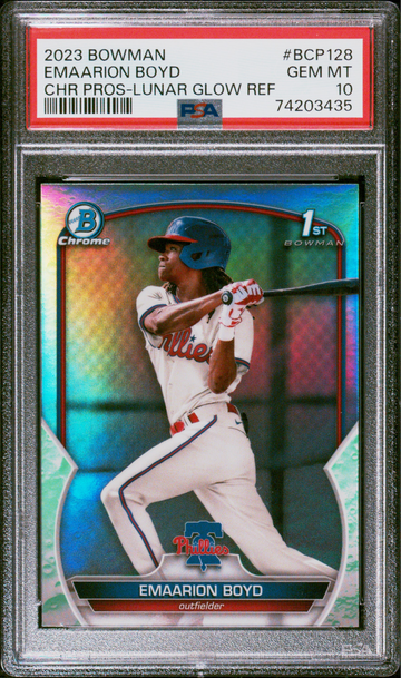 Emaarion Boyd 2023 Bowman Chrome 1st Lunar Glow Refractor PSA 10