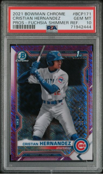 2021 Bowman Chrome Cristian Hernandez Fuscia Refractor PSA 10 Gem Mint
