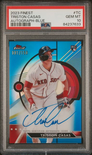 2023 Topps Finest Triston Casas Rookie Autograph PSA 10 Blue Refractor #'d 001/150