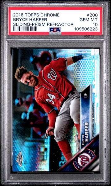2016 Topps Chrome Bryce Harper Prism Parallel Sliding PSA 10