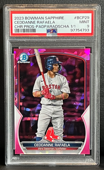 2023 Bowman Sapphire Ceddanne Rafaela Chrome Prospect PADPARADSCHA 1/1 PSA 9