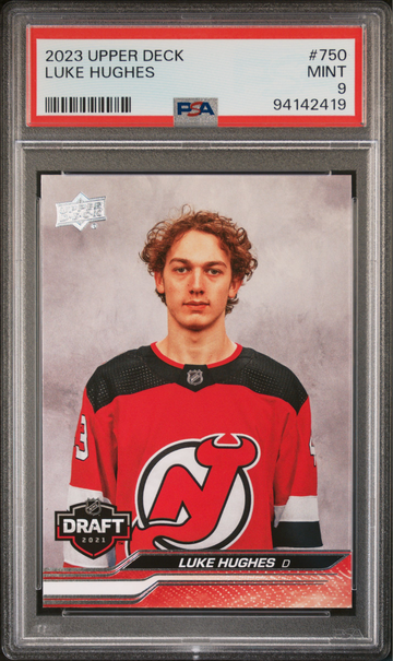 2023-24 Upper Deck Extended #750 Luke Hughes Rookie First Round Draft PSA 9 