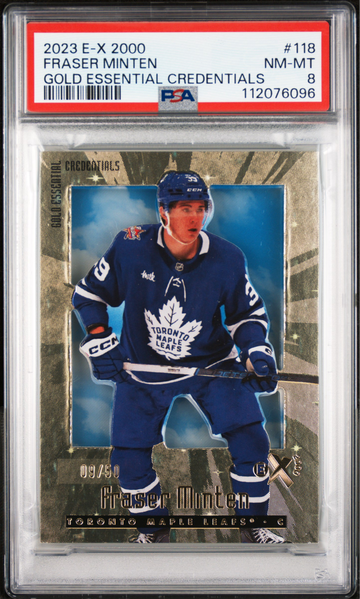2023 E-X 2000 FRASER MINTEN GOLD ESSENTIAL CREDENTIALS # 09/50 PSA 8 