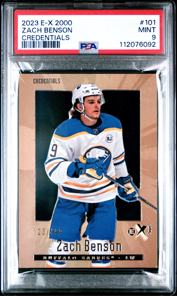 2023 E-X 2000 ZACH BENSON CREDENTIALS # 123/499 PSA 9
