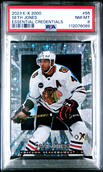 2023-24 SKYBOX E-X 2000 #55 SETH JONES ESSENTIAL CREDENTIALS 65/99 PSA 8