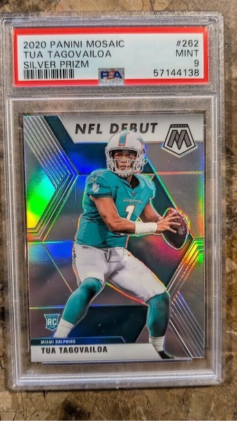 2020 Panini Mosaic Silver Prizm #262 Tua Tagovailoa Dolphins RC Rookie PSA 9