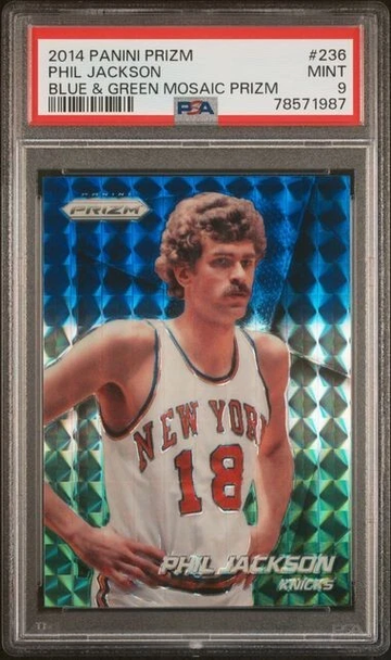 2014 Panini Prizm Phil Jackson Blue Green Mosaic Prizm PSA 9