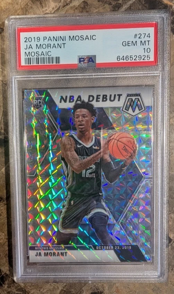 2019-20 Panini Mosaic Ja Morant NBA Debut Silver Mosaic Prizm #274 PSA 10