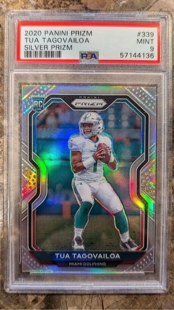 2020 PANINI PRIZM TUA TAGOVAILOA #339 RC ROOKIE SILVER PRIZM PSA 9 MINT DOLPHINS