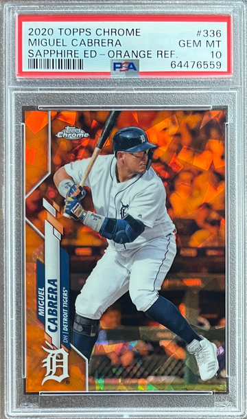 2020 Topps Chrome #336 Sapphire Edition Orange Refractor /25 Miguel Cabrera PSA 10