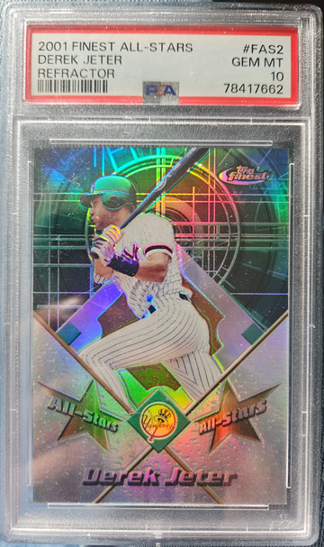 2001 Topps Finest All stars Derek Jeter refractor Fas2 psa 10