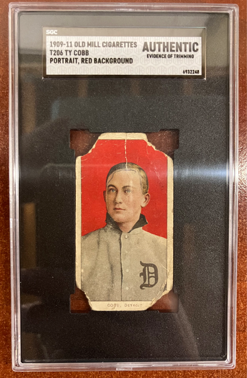 1909 T206 Ty Cobb Red Portrait Old Mill back