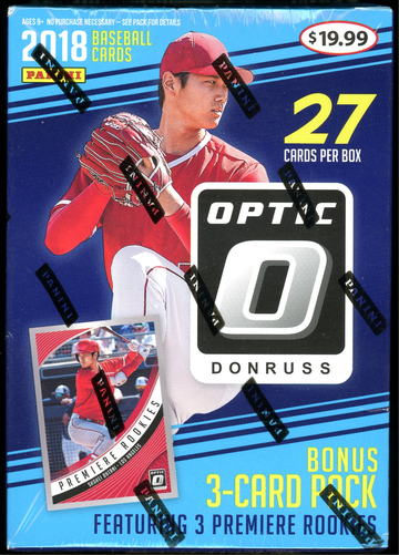 1x 2018/18 PANINI DONRUSS OPTIC BASEBALL Blaster Box - Possible Rookie Autos - Shohei Ohtani, Ronald Acuna Jr, Tatis