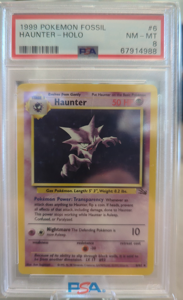 1999 Pokemon Fossil Haunter Holo PSA 8