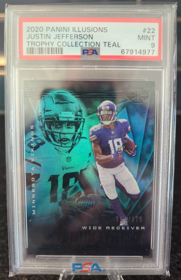 2020 Panini Illusions Justin Jefferson Trophy Collection Teal PSA 9