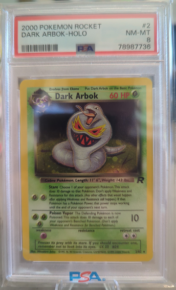 2000 Pokemon Rocket Dark Arbok Holo PSA 8