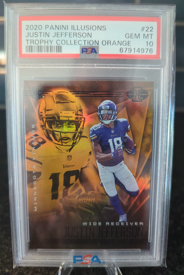 2020 Panini Illusions Justin Jefferson Trophy Collection Orange PSA 10