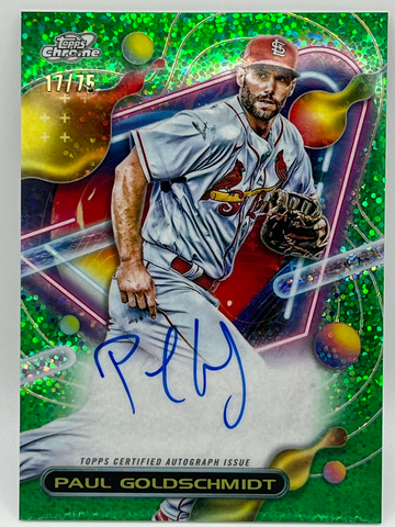 2023 Topps Chrome Cosmic Paul Goldschmidt, Green Space Dust Refractor Autograph, 17/75