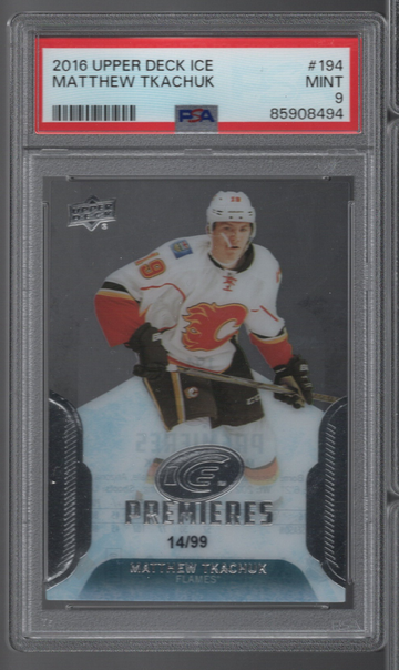 2016 Upper Deck ICE Premieres Matthew Tkachuk Rookie #d/99 PSA 9 Mint