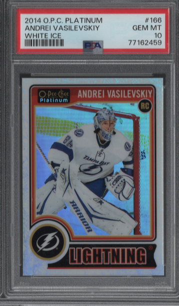 2014 OPC Platinum #166 Andrei Vasilevskiy RC White Ice #d/199 PSA 10 Gem Mint