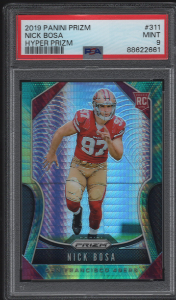 2019 Panini Prizm #311 Nick Bosa Hyper Prizm #d/175 Rookie PSA 9 Mint