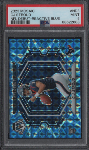 2023 Panini Mosaic NFL Debut #ND3 CJ Stroud Reactive Blue PSA 9 Mint