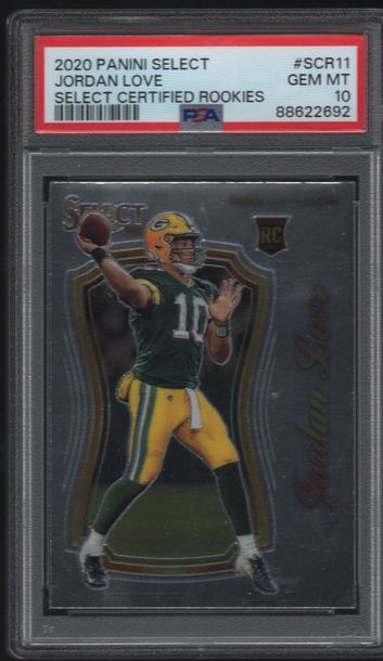 2020 Panini Select Certified Rookies Jordan Love RC PSA 10 Gem Mint