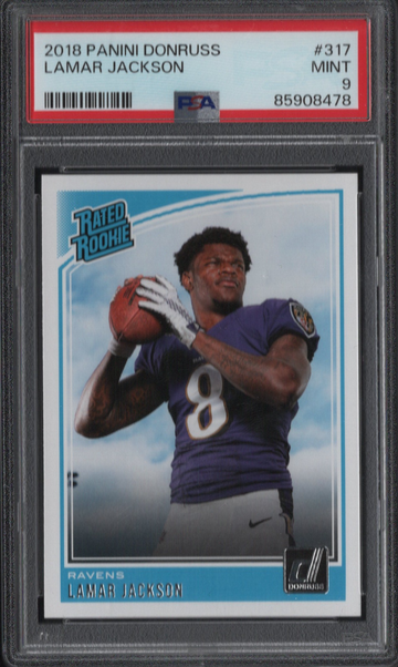 2018 Panini Donruss #317 Lamar Jackson Rated Rookie Card PSA 9 Mint