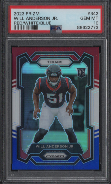 2023 Panini Prizm #342 Will Anderson Jr Red/White/Blue Prizm Rookie PSA 10 Gem MInt