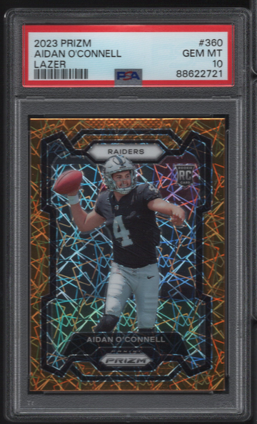 2023 Panini Prizm #360 Aidan O'Connell Lazer Prizm Rookie PSA 10 Gem Mint