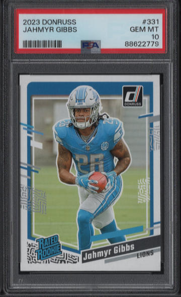2023 Panini Donruss #331 Jahmyr Gibbs Rated Rookie PSA 10 Gem Mint