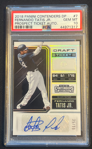 2018 Rare Pop 5 Fernando Tatis Jr. Draft Pick /99 autograph - PSA 10 Gem Mint