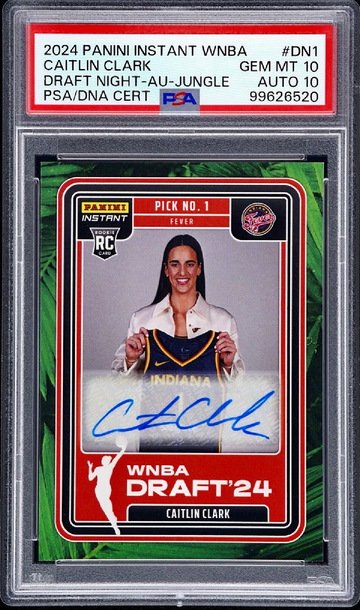 2024 Panini Instant Caitlin Clark Draft Night Jungle /25 PSA / DNA 10 10
