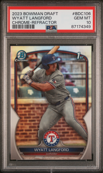 2023 Bowman Draft 1ST Wyatt Langford REFRACTOR #BDC106 PSA 10