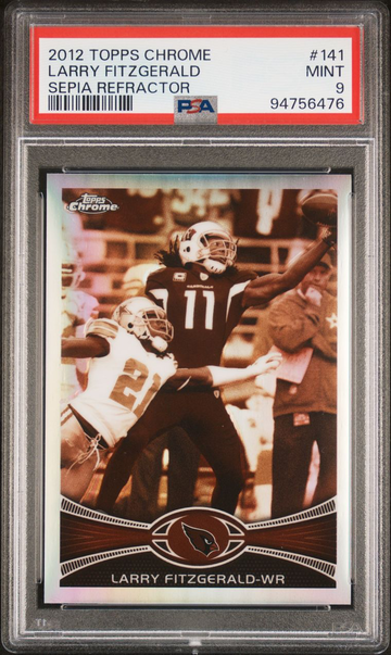 2012 Topps Chrome Sepia Refractor Larry Fitzgerald Cardinals /99 PSA 9 POP 2