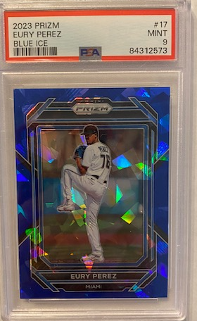 Eury Perez [Blue Ice] #17 2023 Panini Prizm PSA 9