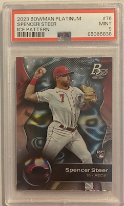 Spencer Steer [Ice Pattern] #76 2023 Bowman Platinum RC PSA 9