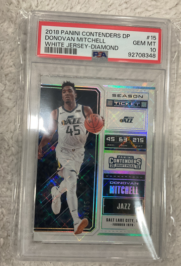 2018 Panini Contenders DP Donovan Mitchell White Jersey Diamond /15