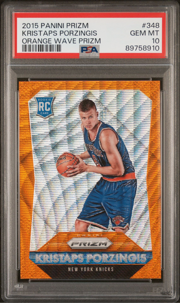 2015 Kristaps Porzingis prizm orange wave psa 10 