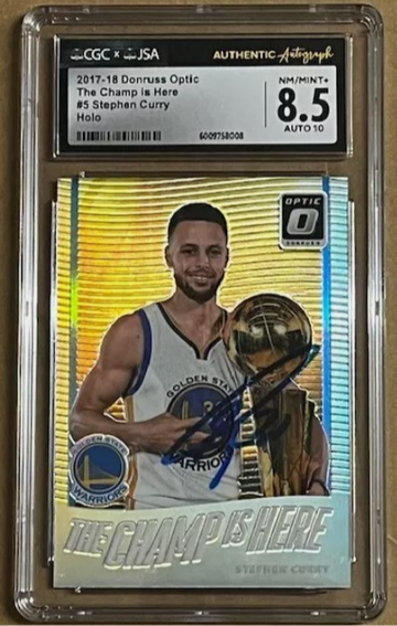 2017-18 Panini Optic Silver Prizm Stephen Curry Auto Autograph USAM BGS CGC 8.5
